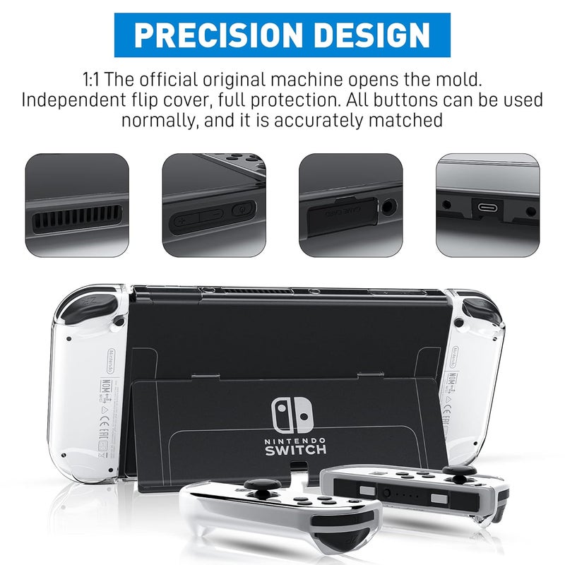FANPL [Improved Version] Dockable Clear Case for Nintendo Switch OLED 2021, Protective Case Cover for Switch OLED and Joy Con Controller - Strong and Durable, Not Easy to Fall Off (Clear) - Image 4
